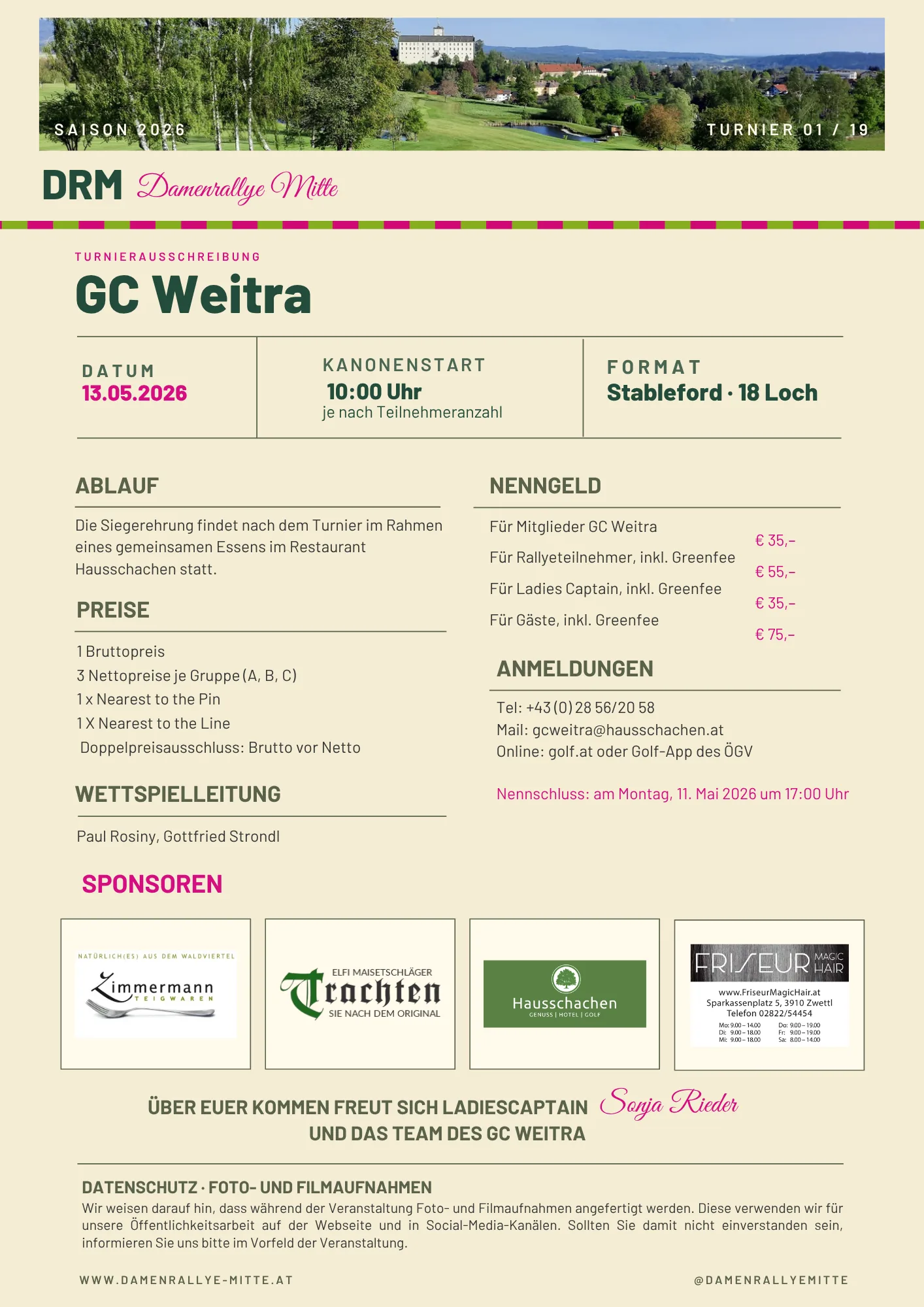 Ausschreibung GC Weitra · Saisonauftakt 2026