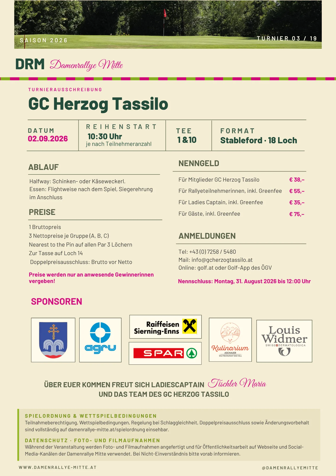 Ausschreibung GC Herzog Tassilo · 2026