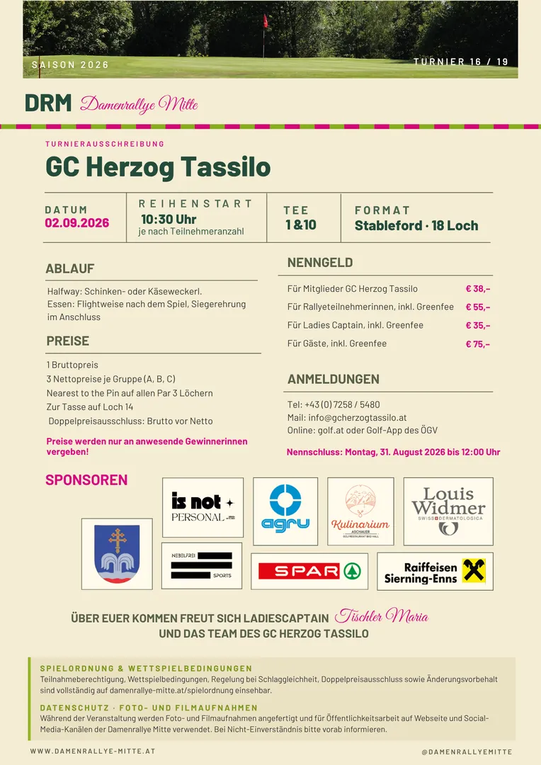 Ausschreibung GC Herzog Tassilo · 2026