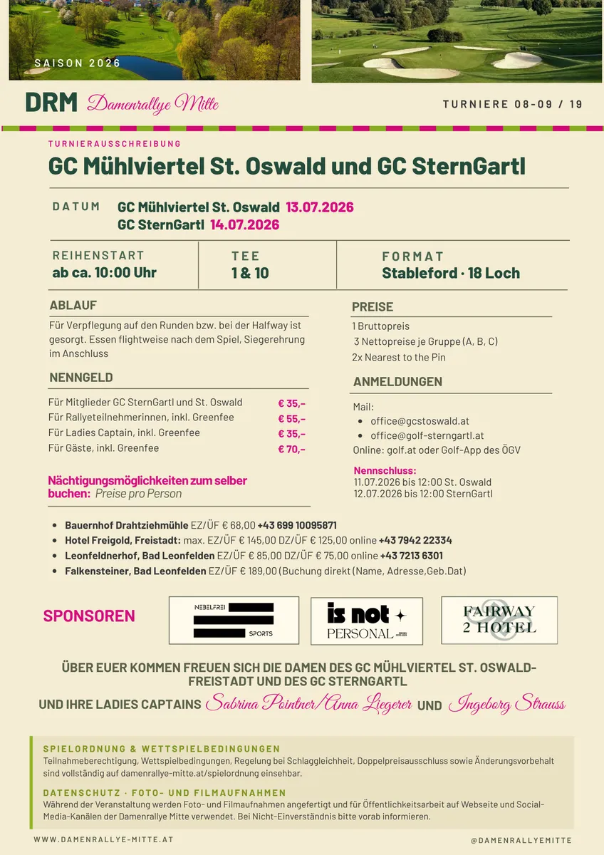 Ausschreibung GC SternGartl · 2026