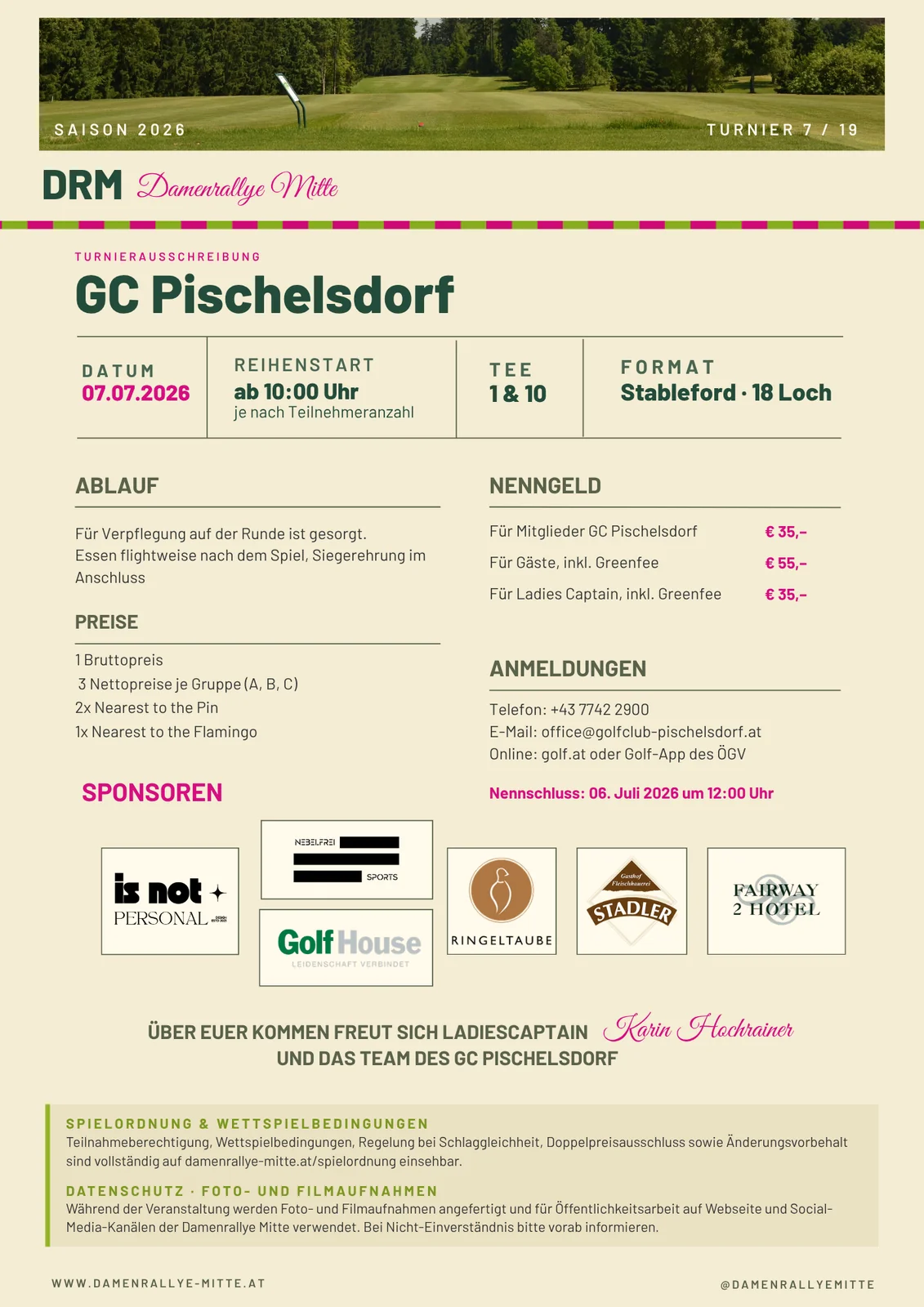Ausschreibung GC Pischelsdorf · 2026