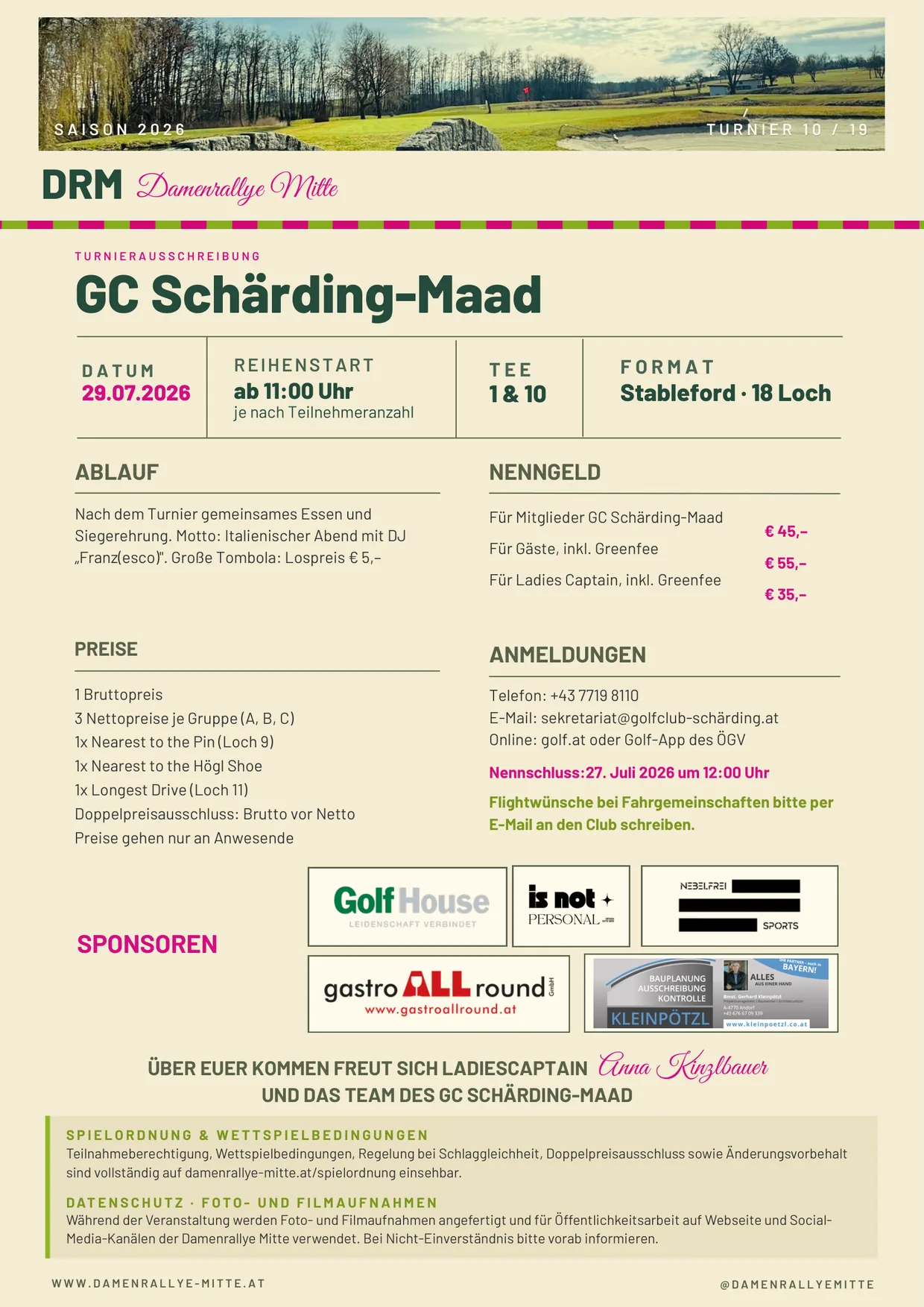 Ausschreibung GC Schärding-Maad · 2026