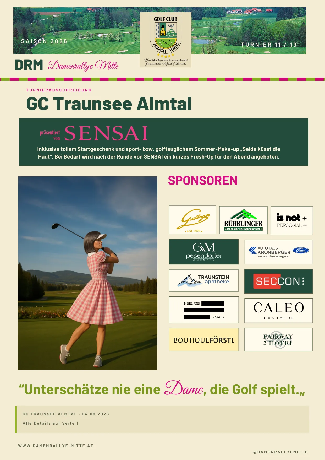 Ausschreibung GC Traunsee-Almtal · Seite 2 · SENSAI Startgeschenk