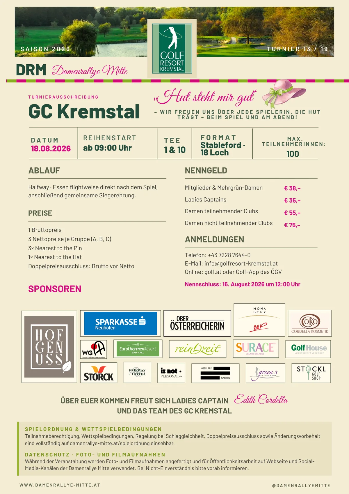 Ausschreibung GC Kremstal · 2026