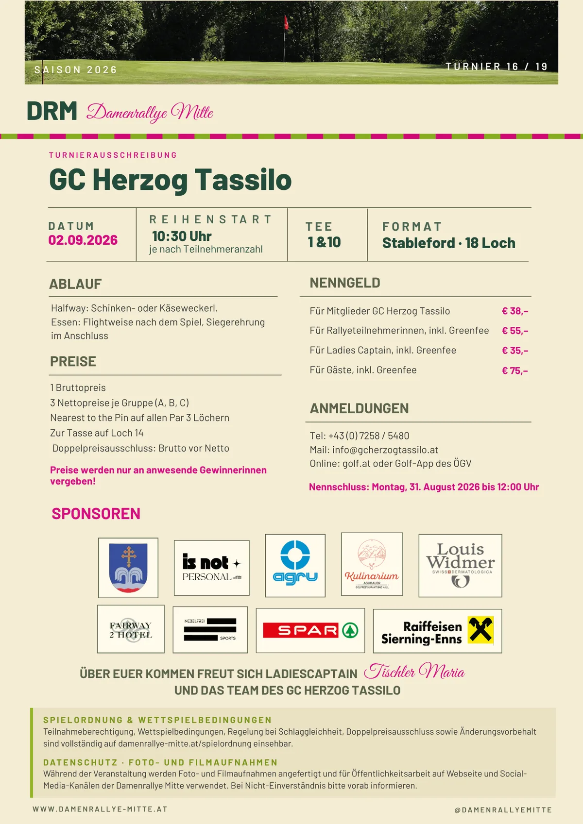Ausschreibung GC Herzog Tassilo · 2026